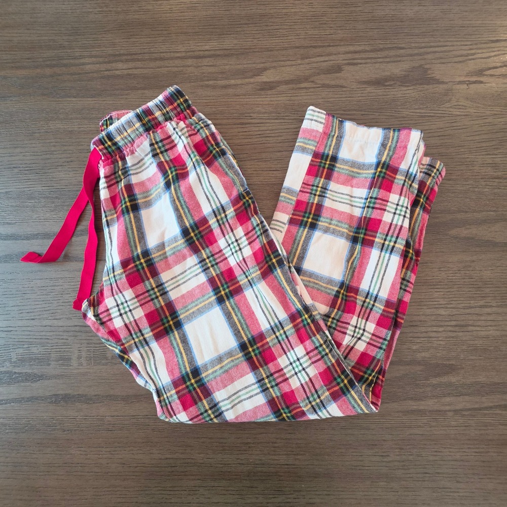 Old Navy Womens XS Red White Plaid Flannel Pajama Pants Cotton Drawstring Sleep